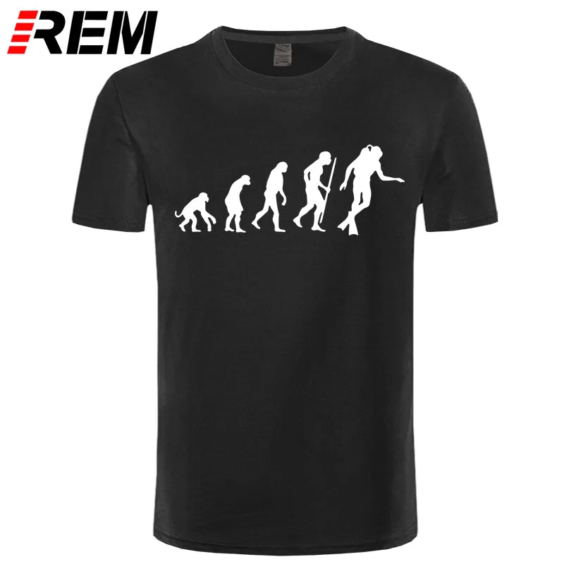 REM модная мужская женская футболка с принтом Evolution of Scuba Diver, футболка с круглым вырезом и короткими рукавами, летняя уличная футболка, забавная футболка