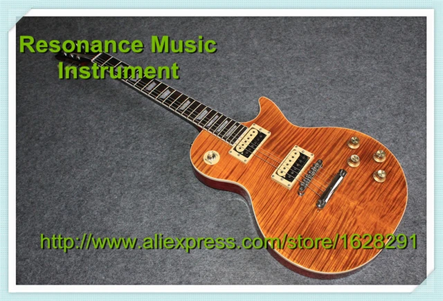 Best price at $255 Cheap Custom Shop Top Quality Standard Slash Appetite Guitar Dark Yellow Flamed Finish China Slash Guitar Left Handed Available