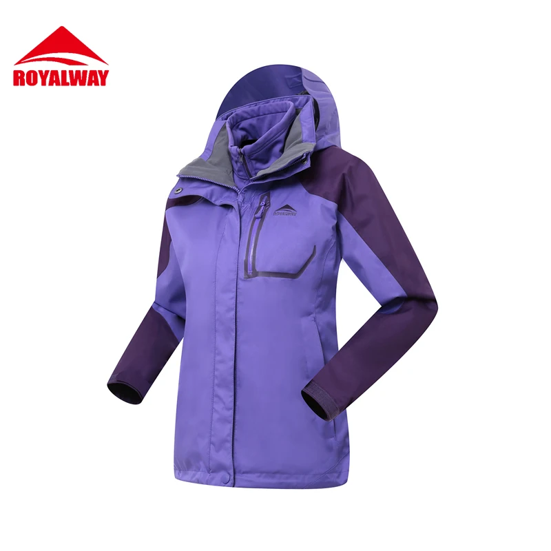 

ROYALWAY 2Pieces Outdoor Jacket Women Softshell Waterproof Windproof fleece Thermal Antistatic Hiking trekkin#RFOL4389F