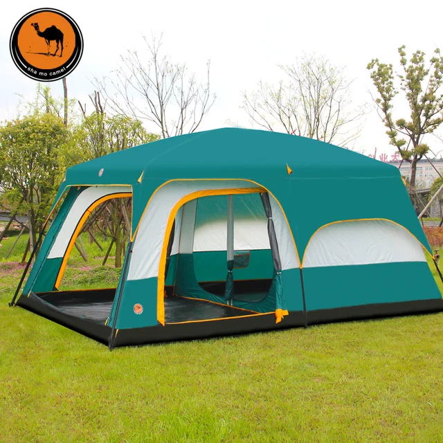 Cheap New arrival!Ultralarge 6 10 12 double layer outdoor 2living rooms and 1hall family camping tent in top quality large space tent