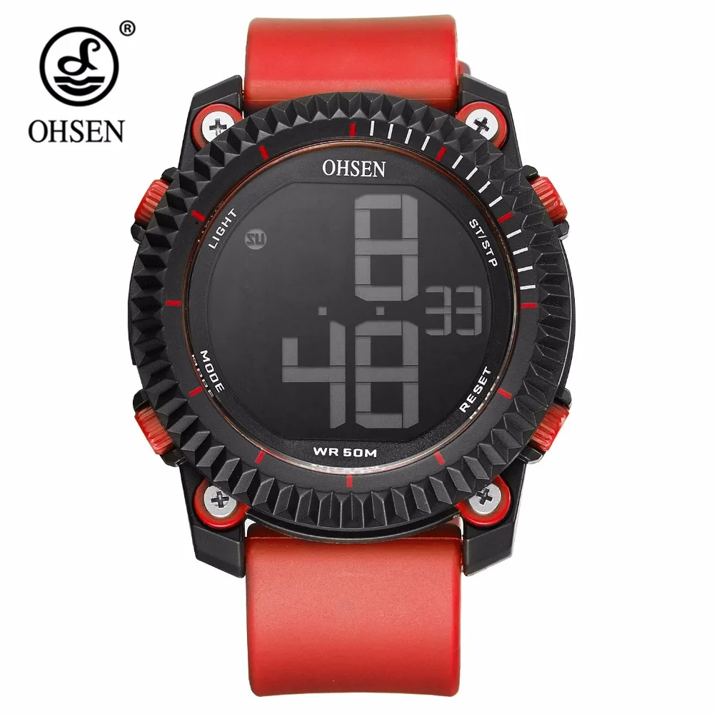 

NEW Arrival Original Brand OHSEN Electronic Watch Male Sport Watch Men Rubber Strap Wrsit watch 50m Waterproof Relogio Masculino