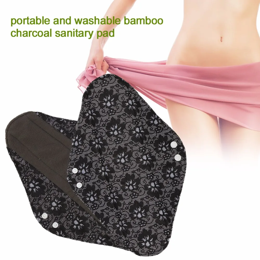 Reusable Charcoal Bamboo Menstrual Pads Washable Sanitary Towel cloth