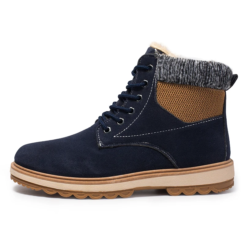 

LettBao 2018 Winter Snow Boots Men Leather Shoes Men Warm Plush Ankle Boots Lace Up Casual Winter Shoes Zapatos De Hombre