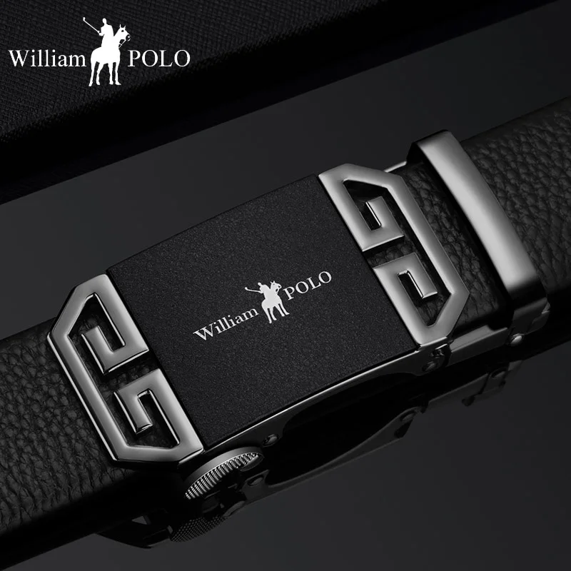 WilliamPOLO Элитный бренд ремень Для мужчин из натуральной кожи авто пряжки ремня