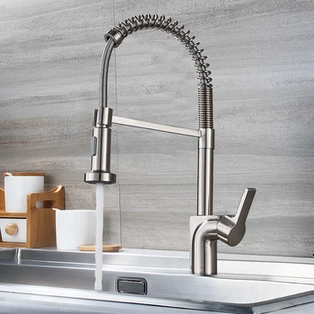 

Black/Brushed Kitchen Faucet Deck Mounted Hot Cold Water Mixer Faucet for Spring Kitchen Pull Down Mixer Crane 2 Function Spout
