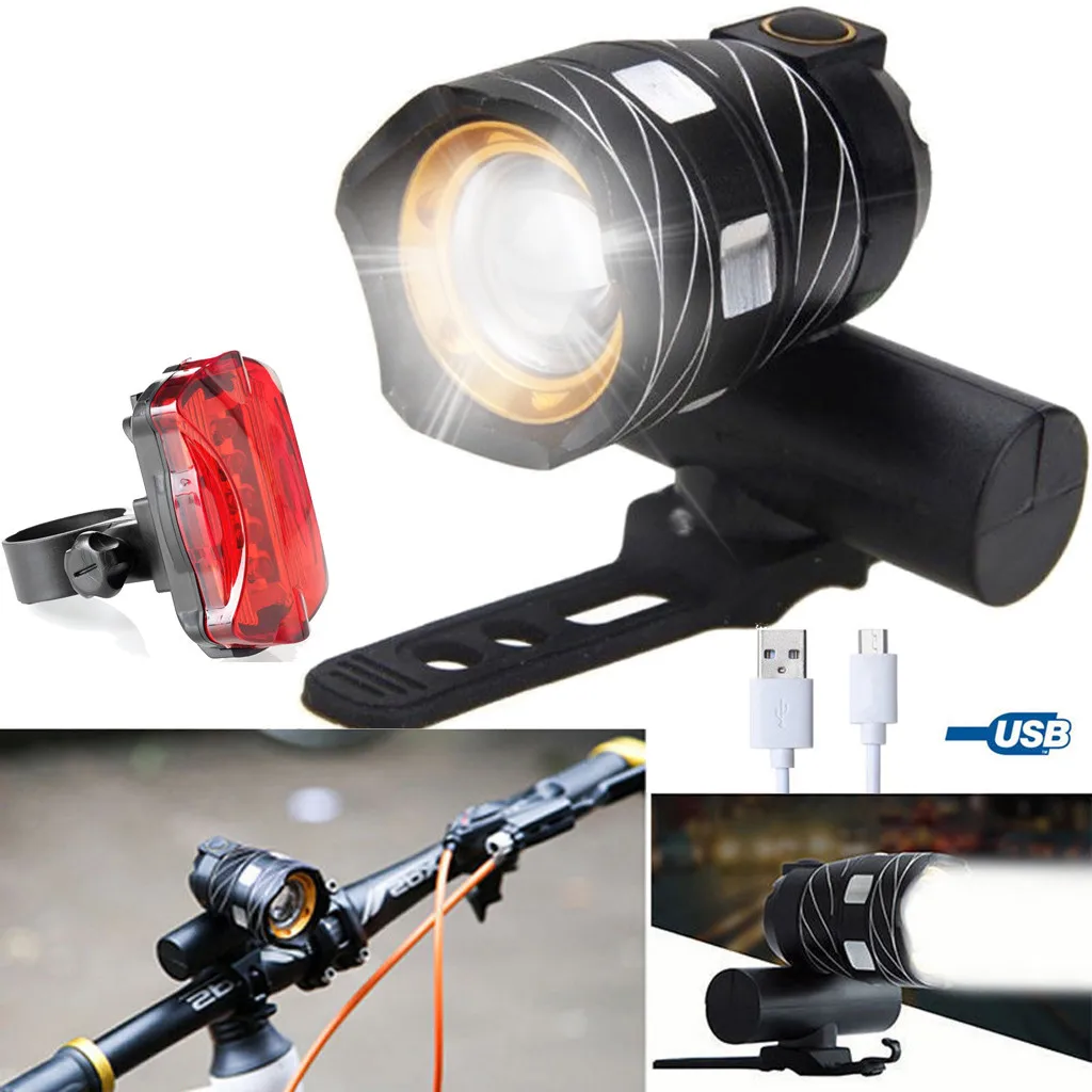 

High quality USB Rechargeable XM-L T6 LED Bicycle Bike Light Front Cycling Light Head Lamp Accessories Portableluz bicicleta