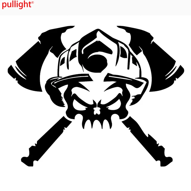 Firefighter Skull Helmet Axe Vinyl Decal Sticker Car Truck Windowin