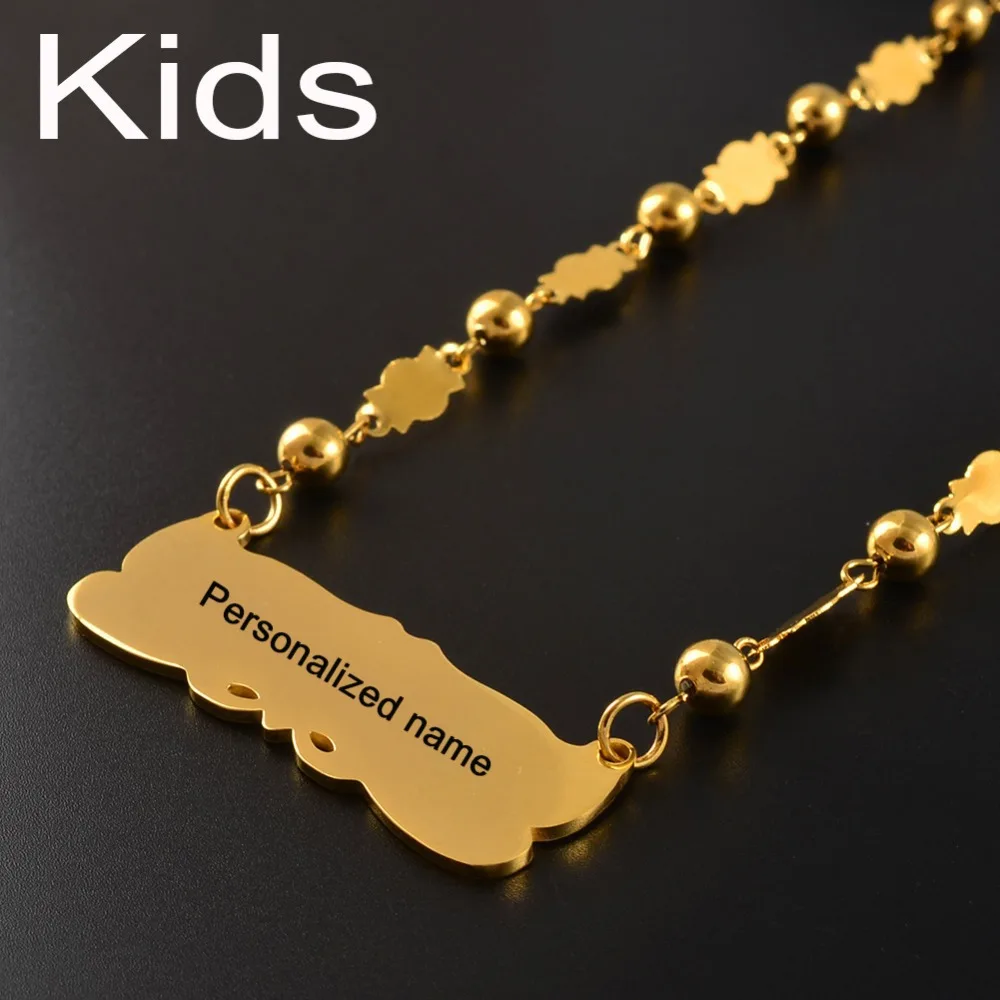 

Anniyo Personalized Name SMALL Pendant Ball Beads Necklaces for Kids Girls Marshall Jewelry Micronesia Customize Letters #069521