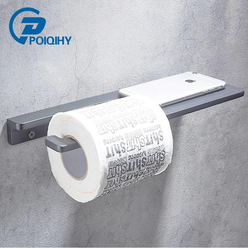 

Nordic toilet double paper rack Bath free towel rack Space aluminum toilet paper frame Toilet paper rack