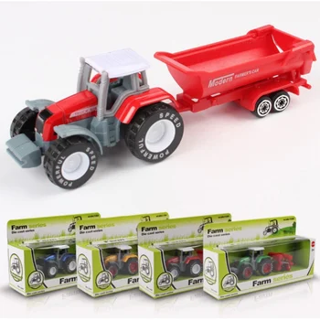 

4pcs/set alloy engineering car tractor toy model farm Vehicle belt boy toy car model children's Day Xmas gifts