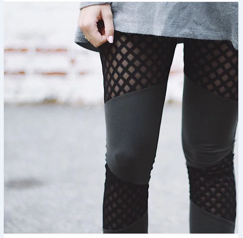 Womens Legging Women Nets Black Mesh 