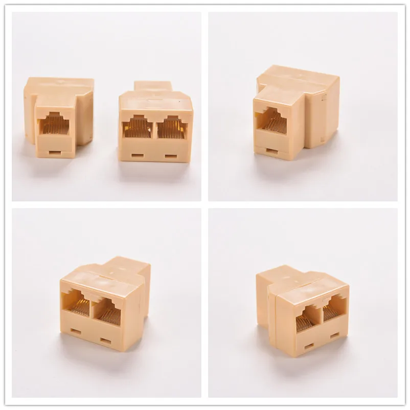 1 to 2 8P8C Female Socket Network Modular Plug LAN Y Splitter Connector Adapter DZ517 RJ45 Coupler Ethernet Cable Extender