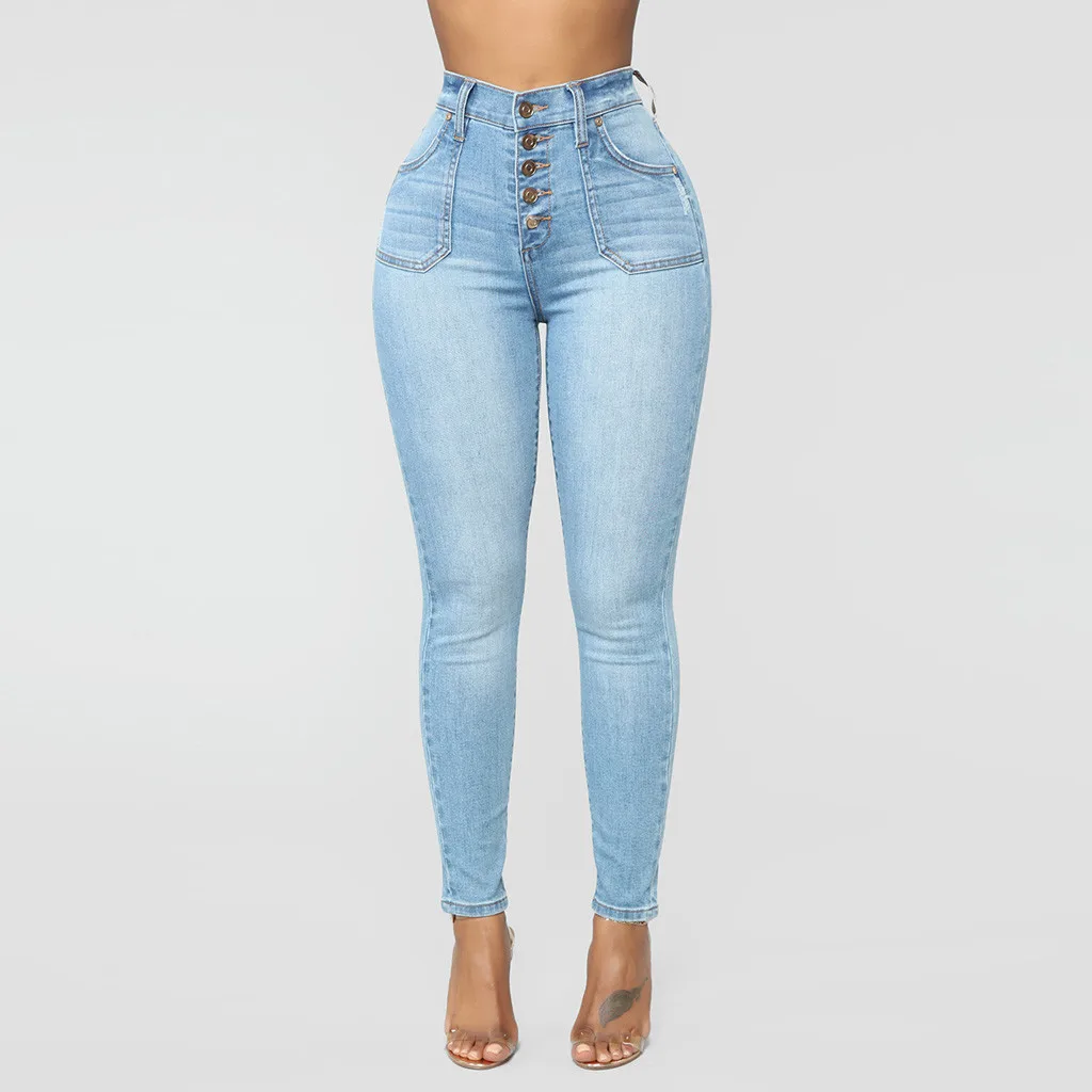 

Hot Sale Push Up Jeans Woman Pencil Pants Vintage High Waist Jeans Women Casual Stretch Skinny Jeans Femme Blue 7.15