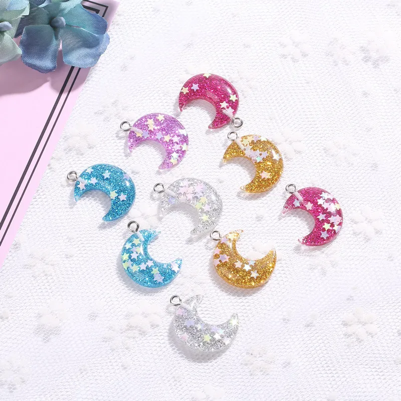 10pairs 18*22mm cute small moon charms flat back resin charms necklace pendant earring charms for DIY decoration 10pairs 18*22mm cute small moon charms flat back resin charms necklace pendant earring charms for DIY decoration