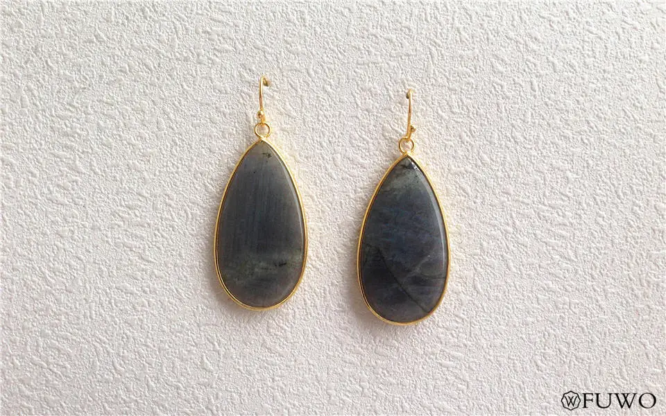 Turquoise triangle arrow kite tear shape natural stone drop earrings 14-2