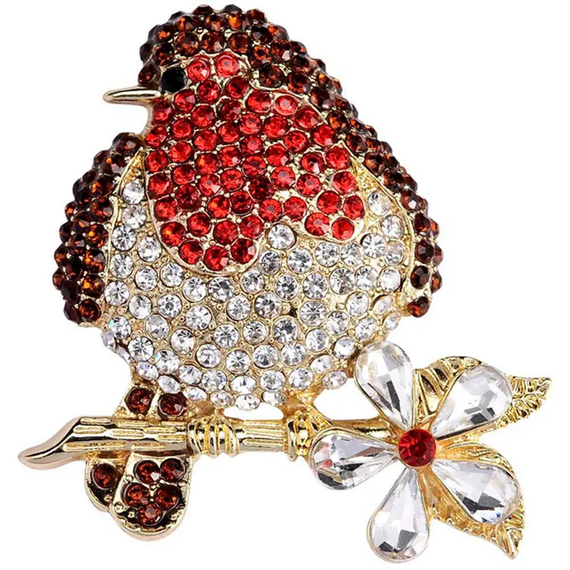 1 Pcs Rhinestone Bird Enamel Brooches For Women And Men Alloy Lovely