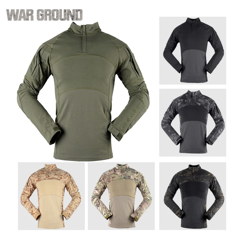 

Men's tactical military uniform shirt breathable cotton army fan assault camouflage long-sleeved T-shirt outdoor sports