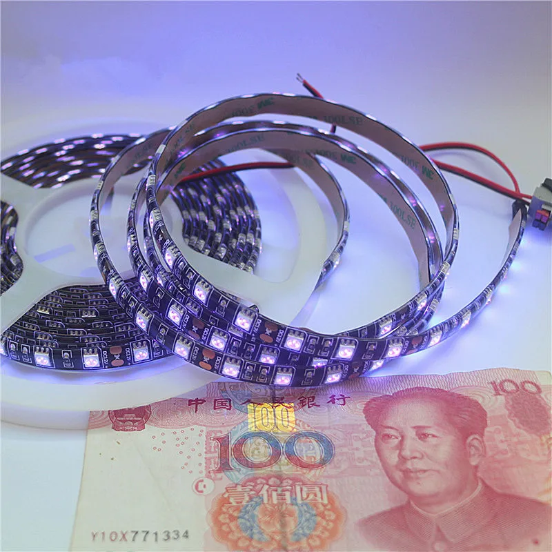 УФ светодиодный светильник 5050 SMD 60 светодиодный s/m 395-405nm Ультрафиолетовый светодиодный Диод фиолетовая гибкая лента лампа для стерилизации обнаружения денег