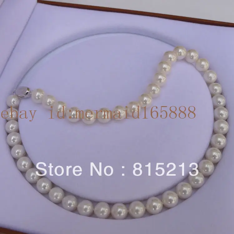 

FREE SHIPPING>@@> N1393 AAA 9-10mm White Akoya Cultured Pearl Necklace