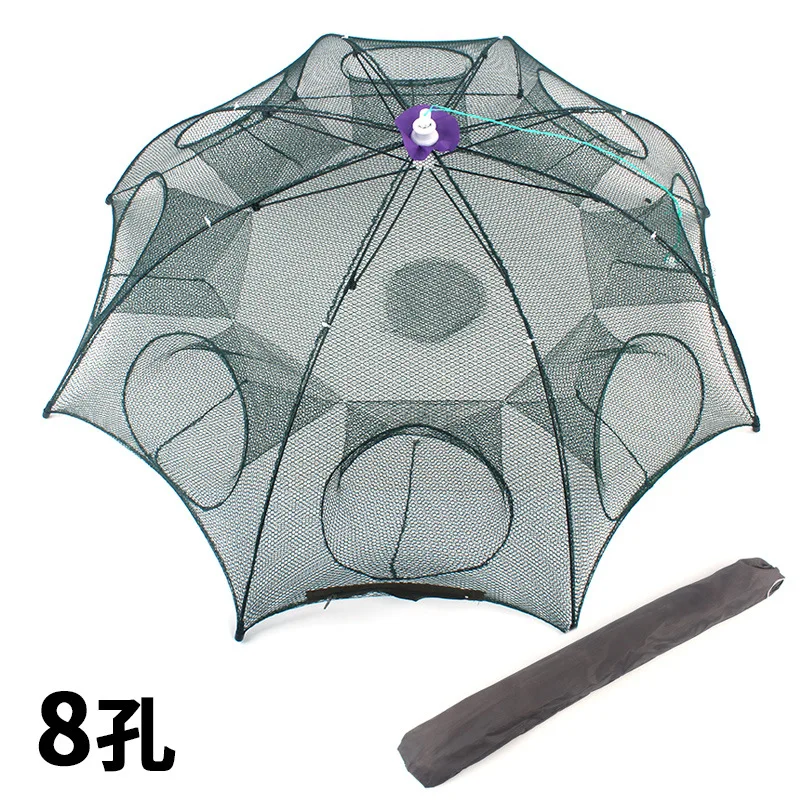 

Umbrella Type 8 Holes Small Fish Cage Shrimp Net Shrimp Cage Folding Fishing Tool.