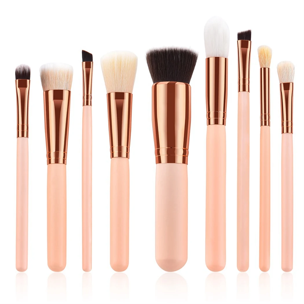 9Pcs Gold Shining Makeup Brushes Eye Shadow Eye Shadow Foundation