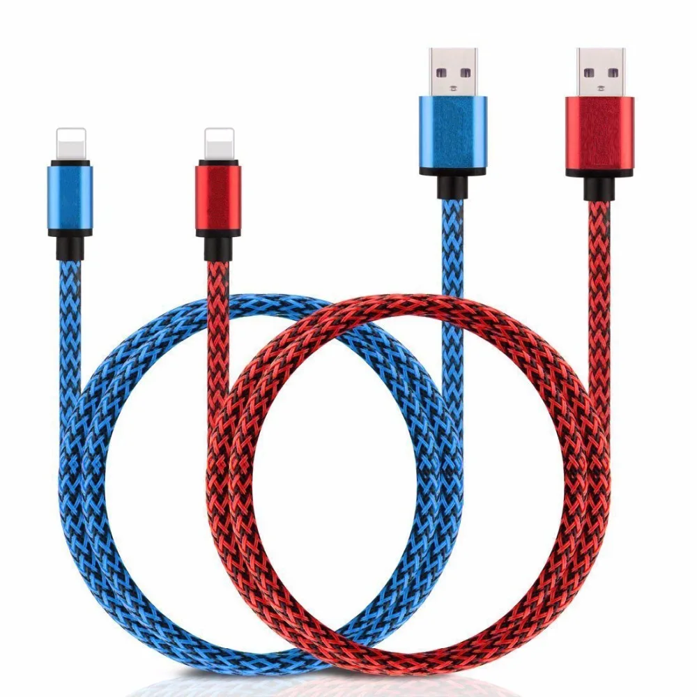 Saking 1m/2m Nylon USB Charger Cable Power Wire Cord USB Cable Charger
