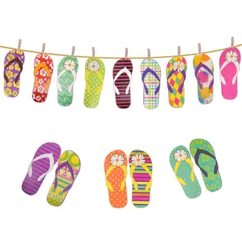 

2.5 Meters Luau Hawaiian Tropical Multicolored Paper Slipper Banner Photography Props for Party Decoration
