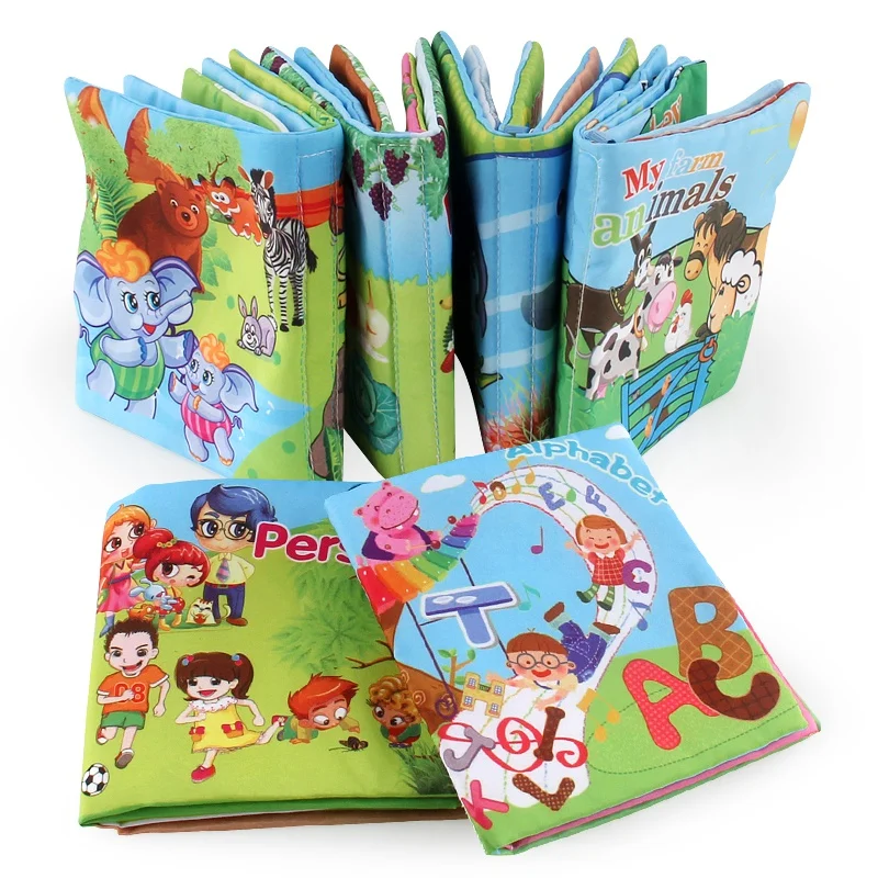 

1 Piece Retail Baby Toys Infant Kids Early Development Animal Print Cloth Books Colorful Educational Unfolding Activity Book S2