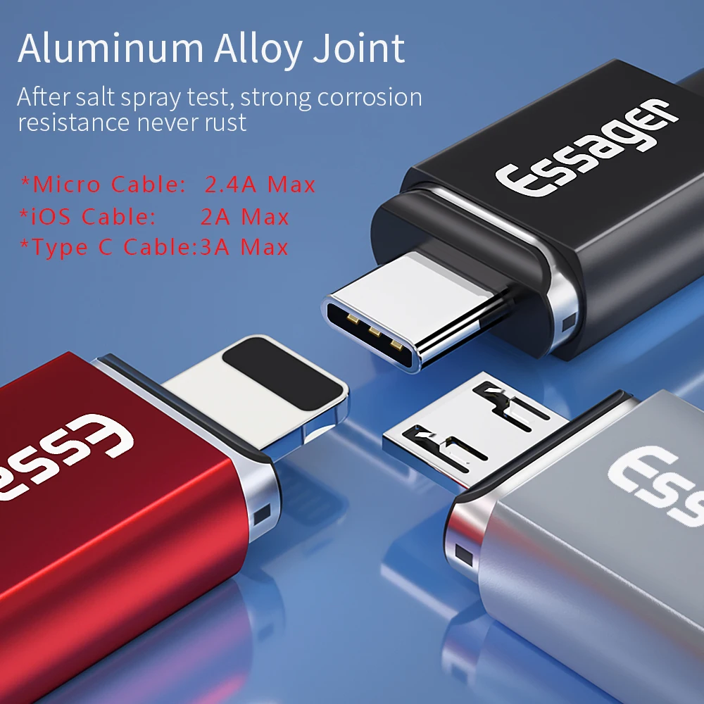 Essager Magnetic Micro USB Cable For iPhone Samsung Type-c Charging Charge Magnet Charger Adapter USB Type C Mobile Phone Cables