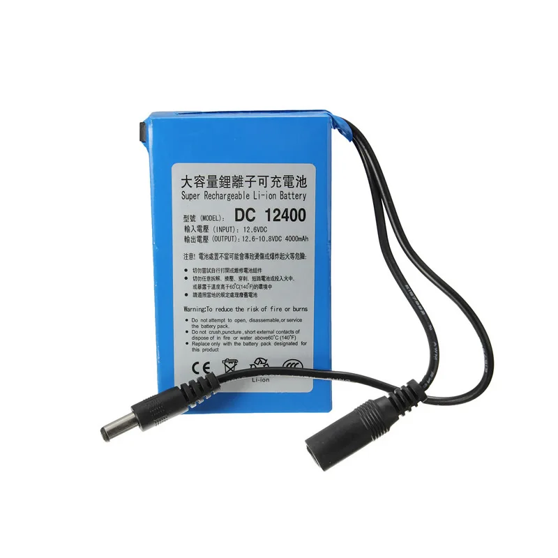 

High Quality Super Rechargeable Lithium-ion Battery D C 12V 4000mAh With Plug