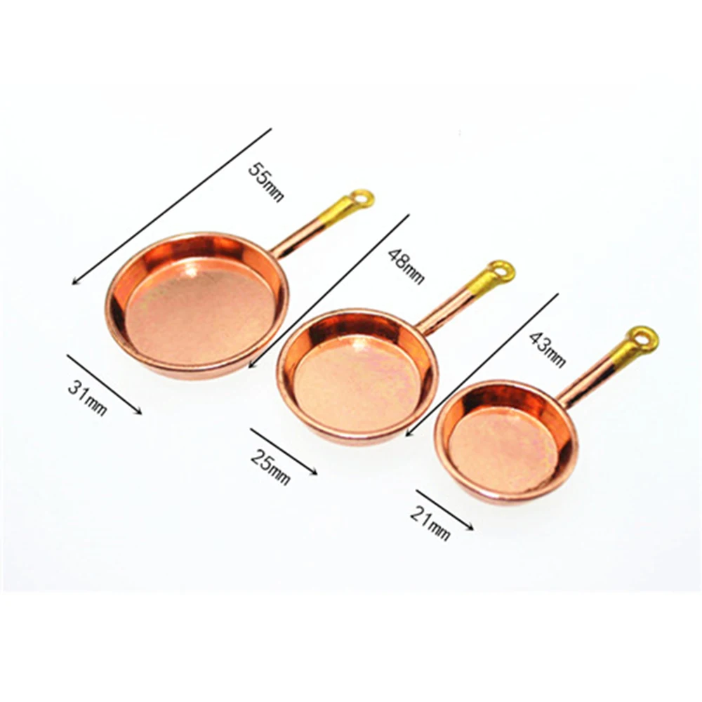 

3Pcs 1/12 Dollhouse Miniature Accessories Mini Metal Saucepan Simulation Furniture Kitchen Pan Model Toys for Doll House Decor