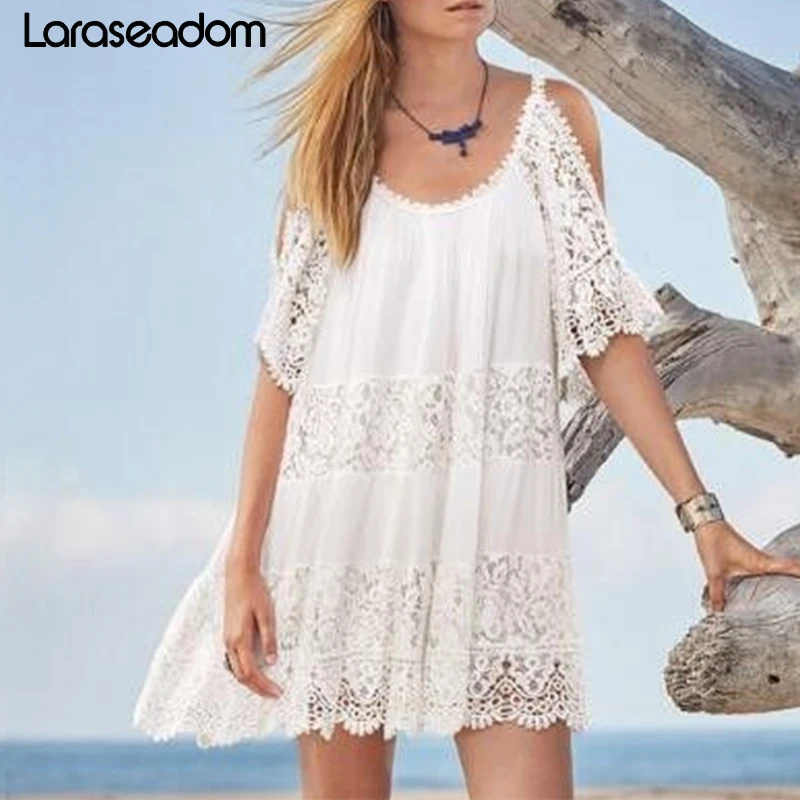 2019 хлопковое лоскутное кружевное платье туника Пляжная накидка Vestido купальный