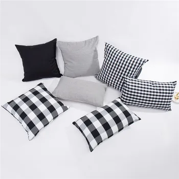

45x45/50x30cm black white plaid cushion cover sofa checked throw pillowcase striped waist pillow cover simple pillow case