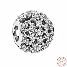 925 пробы серебро ослепительно снег пушистый бусины с брелок из старинной стали DIY Fit PANDORA Подвески для женщин ювелирных изделий FL633
