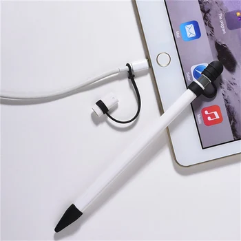 

5 Colors Silicone Anti-lost Top Cap Holder Nib Tip Cover Cable Adapter Tether Kit For iPad Pro 10.5 12.9 9.7 Apple Pencil Case