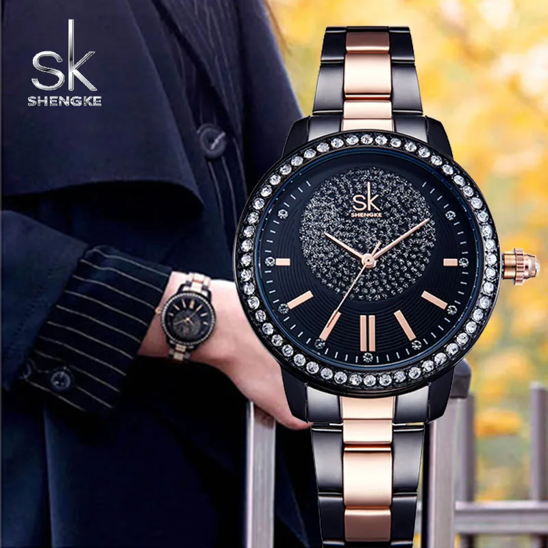 

SK Bracelet Watch Women Top Brand Luxury Crystal Ladies Quartz Wrist Watches Women Stainless Steel Watch Female Relogio Feminino
