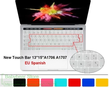 

Spanish Keyboard Cover Protector Silicone Skin For MacBook Pro 13" A1706 15" A1707 With Touch Bar 2016 2017 Mexico Spain Chile