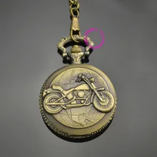 Homme père classique hommes cadeau moto vélo montre de poche taille courte chaîne bas prix bonne qualité rétro vintage bronze
