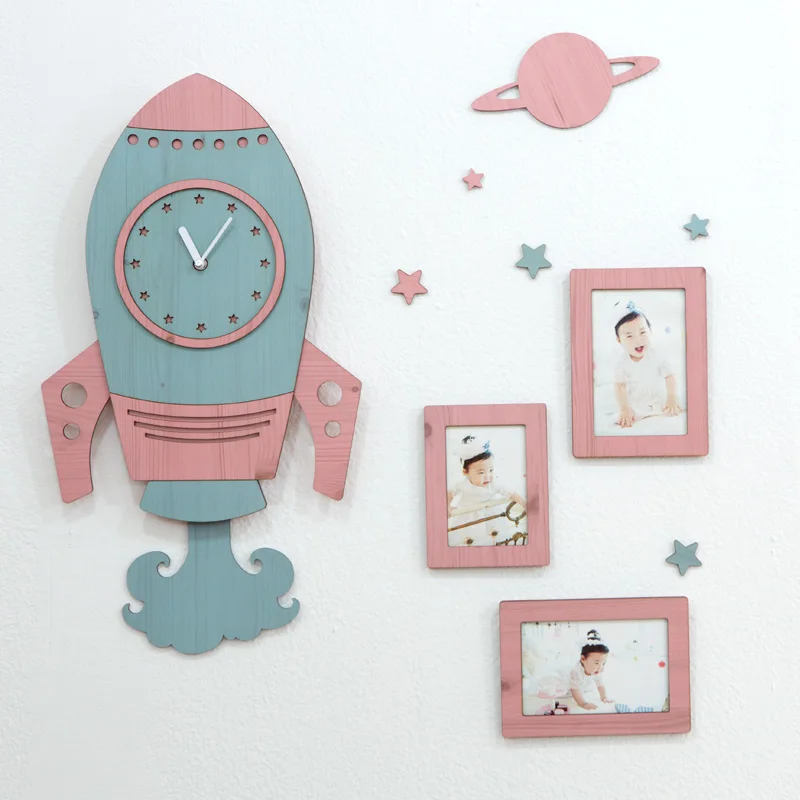 Mandelda Modern Creative Spaceship Watch Mdf Wood 3d Vintage Diy