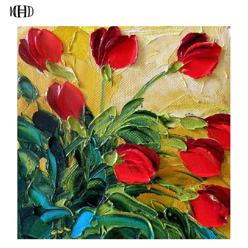 Full &amp Round 3d diy Diamond Embroidered Tulip Oil Painting Icon 5d Cross Stitch Crystal Mosaic Flower | Дом и сад