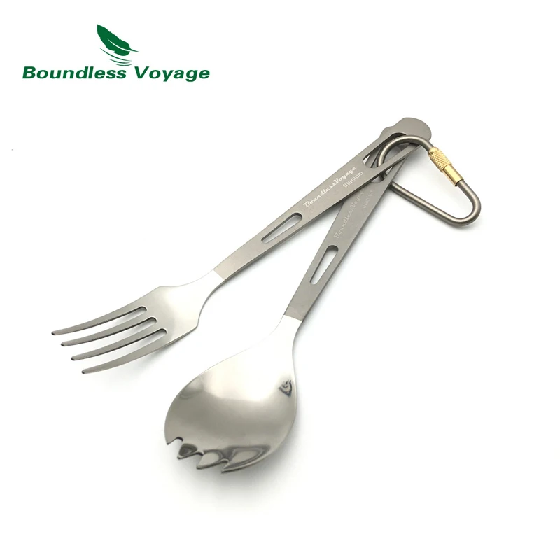 Boundless Voyage Titanium cuchillo Tenedores cuchara Spork 2 unids set camping al aire libre Vajilla cubiertos