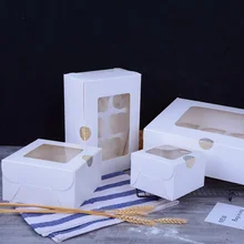 

10pcs/Lot Cake Box White/Kraft Dessert Gift Box For Wedding Favors Christmas Party Solid Paperboard Boxes Blank Storage Bags