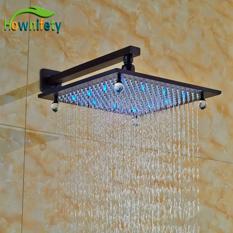 

Luxury LED Lights Shower Head Bathroom Shower Sprayer With Arms 12-in Shower Top Fitting