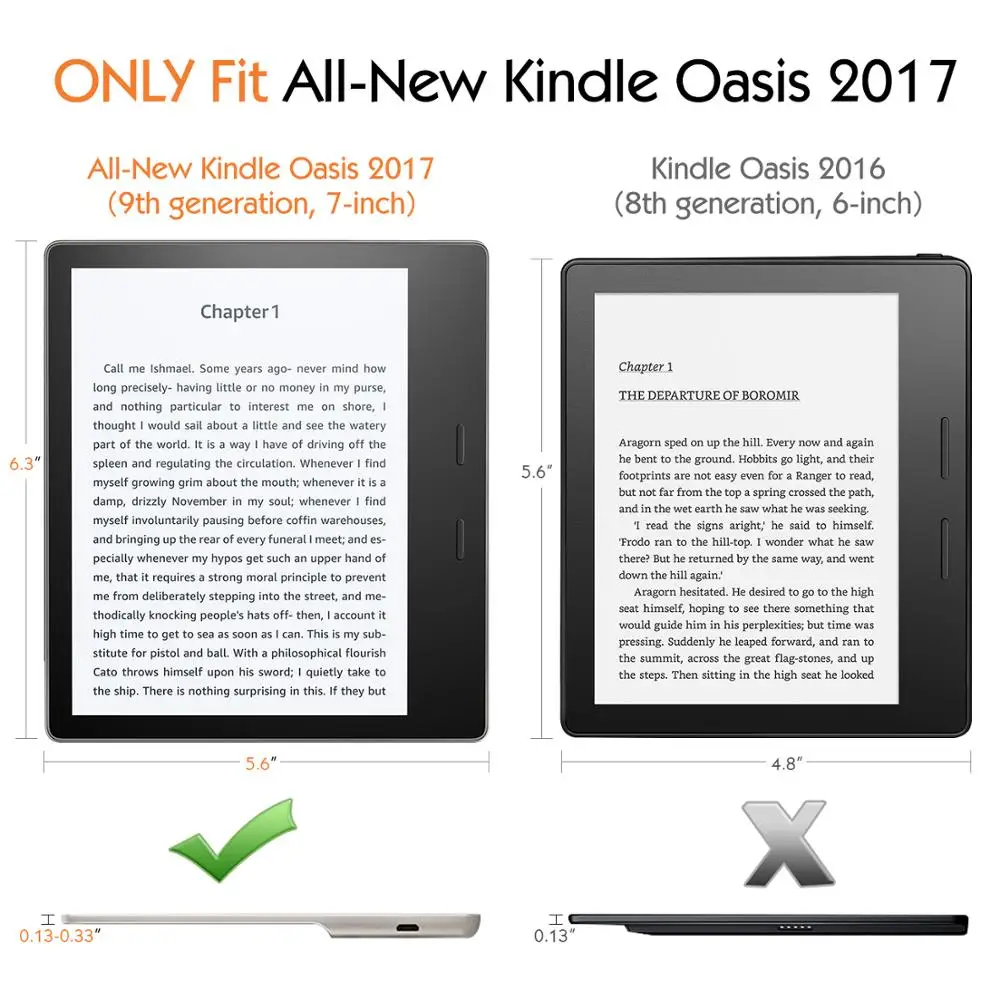 Чехол для нового Kindle Oasis(только 9 и 10 поколения, и выпуска), Сверхлегкий чехол премиум класса