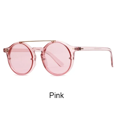 Два Oclock Круглые Солнцезащитные очки для мужчин и женщин, модные очки, фирменный дизайн, Ретро стиль, Ретро стиль, солнцезащитные очки, красные, черные, в стиле хип-хоп, UV400 Oculo 81340 - Цвет линз: Розовый