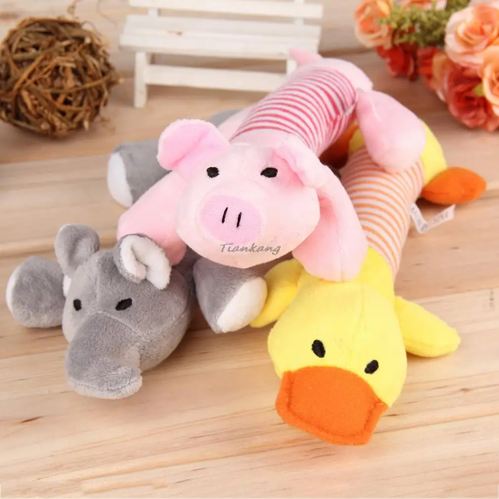 

New Household Lovely Dog Toys Pet Puppy Chew Squeaker Squeaky Plush Sound Duck Pig & Elephant Toys 3 Designs Worldwide Store