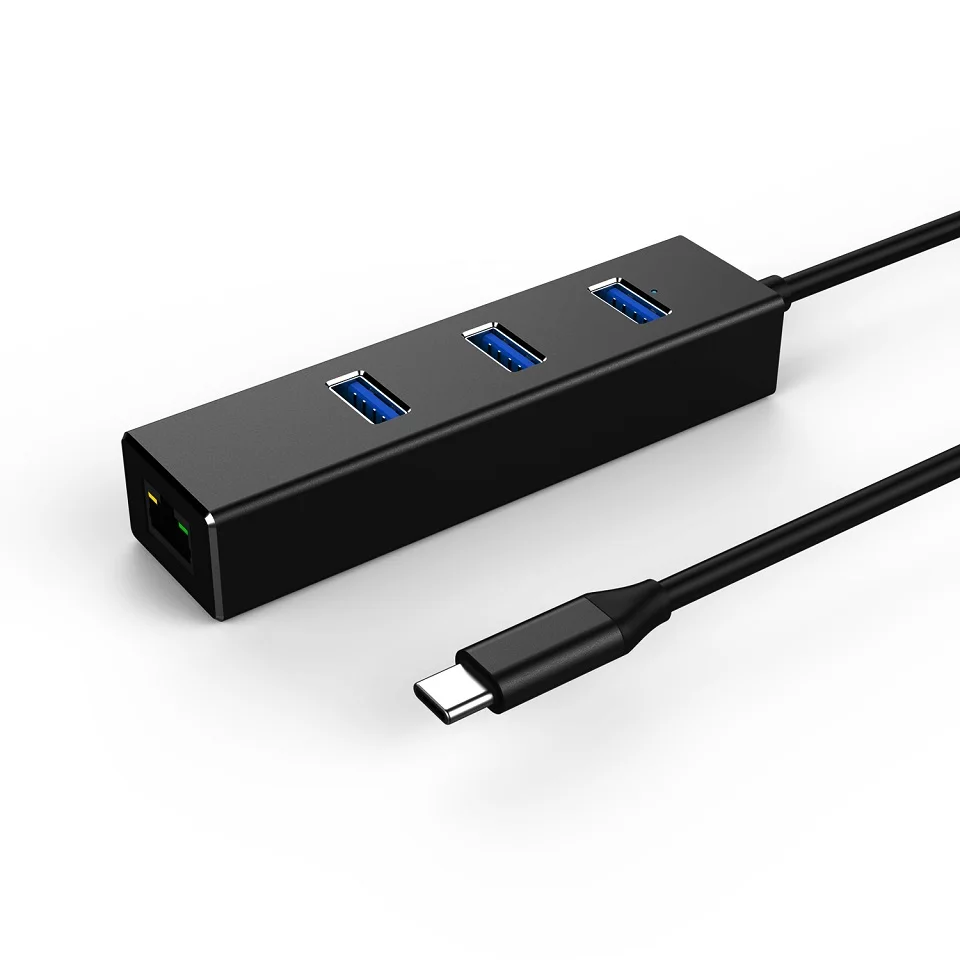 JZYuan USB C к Ethernet адаптер для MacBook Pro с типом C USB 3,0 концентратор 3 порта RJ45 гигабитная Сетевая карта Lan адаптер переключения