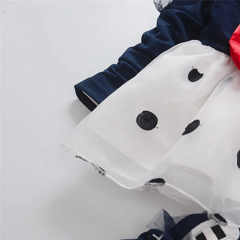 Girls suit summer 2019 new Cute Toddler Baby Girl Bowknot Long Sleeve Dot Princess Dress+Rabbit Pants Set (10)