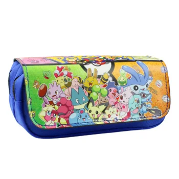 

2017 New Arrival Pokemon Pencil Bags Cartoon Pocket Monster Pen Case Pouch for Kids Stationery Holder Leather Cosmetic Bag Purse