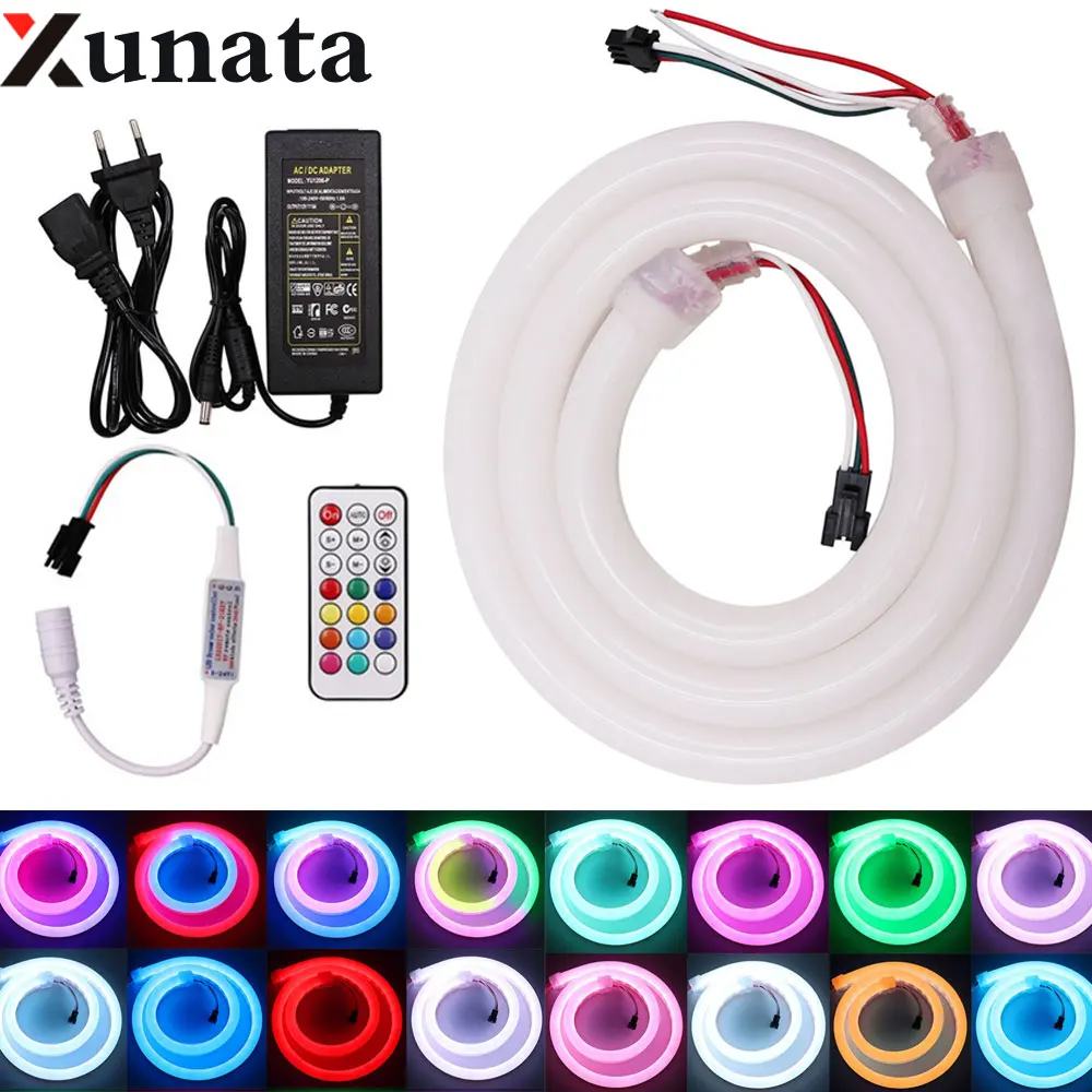 

DC12V Neon Light WS2811 60leds/m Flexible Waterproof Neon Tape +21Key WS2812B Pixel Controller+5A Power Supply EU/AU/US/EU Plug